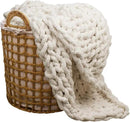 Carriediosa Chunky Knit Throw Blanket 50" X 60", 100% Hand Made Large Chenille Loop Yarn Soft Fluffy Throws for Couch Sofa Bed, Big Crochet Cozy Heavy Thick Cable Woven Blankets, Cream White by CozyNest Decor