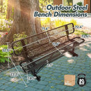 6FT Heavy Duty Park Bench with Back Portable Frame, Outdoor Metal Park Bench with Backrest, Steel Mesh Outdoor Bench for Garden, Lawn, Patio, Porch, Park, Yard (Black, 72.4" L x 23.2" W x 32.5" H) by GreenHaven Gardens