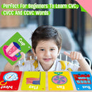 52 PCS Word Flashcards, 52 CVC Words & 52 CVCC, CCVC Words Double-Sided Cards with 2 Rings, Vocabulary Phonics Learning, Educational Tool for Preschool, Kindergarten, Toddlers by TinyTreasures Baby Boutique