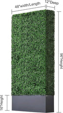 AGPL Upgraded Artificial Boxwood Hedge Wall with Dark Gray Stainless Steel Planter (96" Height 48" Width 12" Deep) Outdoor and Indoor Backdrop Divider Privacy Screen and Decorative Wall by CozyNest Decor