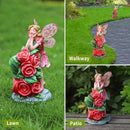 Solar Garden Outdoor Statues Cute Flower Fairy with 7 LED Solar Figurine for Lawn,Patio, Balcony, Yard Unique Housewarming Gift, for Woman, Mom, Grandma by CozyNest Decor