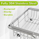 Dish Drying Rack in Sink, Expandable Stainless Steel Dish Drainer for Kitchen Sink, Dish Strainer Rack, Retractable Over Sink Dish Rack with Utensil Holder, 13.1''~16.6''D x 11.8''W, Silver by CozyNest Decor