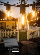 Solar String Lights Outdoor Waterproof 50FT with USB Port and 27 Shatterproof ST38 Bulbs(2 Spare), LED Solar Powered Patio Lights for Outside, Porch, Backyard, Bistro, Garden, Market - 2200K by CozyNest Decor