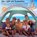 WhiteFang Beach Tent Anti-UV Portable Sun Shade Shelter for 3/4/6/8 Person, Extendable Floor with 3 Ventilating Mesh Windows Plus Carrying Bag, Stakes and Guy Lines by TinyTreasures Baby Boutique