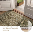 Washable 4x6 Rugs for Living Room, Boho Non-Slip Silicone Backing Small Rugs for Bedroom Nursery Office, 0.3" Neutral Oriental Throw Carpet with 0.16" Cushioning Pad, Flaxen/Multi by TinyTreasures Baby Boutique