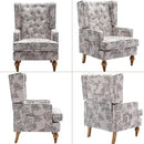 Mid-Century Accent Chair, Upholstered Arm Chair Linen Fabric Side Chair with High Back Solid Wooden Legs, Comfy Reading Chair for Living Room Bedroom, Floral Pattern by CozyNest Decor