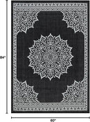 CAMILSON Outdoor Rug, 5x7 Medallion Black White Modern Area Rugs for Indoor and Outdoor Patios, Kitchen and Hallway Mats, Washable Porch Deck Outside Carpet (Medallion Black, 5 x 7) by CozyNest Decor