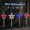 Solar Pathway Lights Outdoor 4th of July Decorations, 2 Sets of 6 Red White and Blue Star Walkway Lights With 180 LED, Waterproof Remote Control Timed Patio for Lawn Garden Decor by GreenHaven Gardens