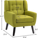 UIXE Accent Chair, Modern Upholstered Armchair in Fabric for Living Room, Comfy Club Arm Chairs Single Sofa Button Tufted Bedroom Reading Seat - Green by CozyNest Decor