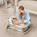 Collapsible Baby Bathtub for Infants to Toddler with Real-time Temp Monitor+Floating Cushion,Foldable Baby Bath Tub Set Applicable 0-36 Month,Portable Travel Baby Tub for Newborns Boy (Beige) by TinyTreasures Baby Boutique