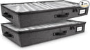 HOMELUX THEORY 2pc Low Profile Under Bed Storage Containers, Thin Under Couch Storage Organizer with Bins & Lids, Underbed Storage Box Ideal for Seasonal Clothes, Blankets, Fabric & Shoes (Dark Gray) by CozyNest Decor