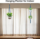USLAI Macrame Plant Hanger Indoor Outdoor, Up to 4-15 inch Pot, Heavy 20lb Planters, Extra Long Strong Hanging Planter Basket Holder, Boho Home Decor, 35+49 Inch, Blue (POTS NOT Included) by GreenHaven Gardens