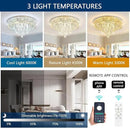 Modern Crystal Chandeliers for Dining Room LED Light Fixture Close to Ceiling Chandelier Flush Mount Ceiling Light Dimmable Lamp with Remote for Living Room Bedroom Hallway by CozyNest Decor