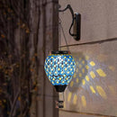 Mosaic Hot Air Balloon Solar Lantern with Flickering Flame, Blue Mosaic Hanging Solar Lantern Lights Outdoor Waterproof for Garden Patio Gifts for Women Mom Grandma by GreenHaven Gardens