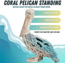 Blue Pelican Standing Figurine 13.75” Coastal Coral Reef Home Decor Nautical Beach Statue for Tabletop Shelf or Mantel Ocean Inspired Room Accents by CozyNest Decor