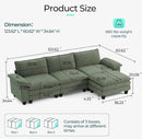 LINSY HOME Modular Sectional Sofa - 123'' Oversized Corduroy Cloud Couch L Shaped Couch with Movable Ottoman Soft Modern Comfy Sofa for Living Room Apartment Office, Green by CozyNest Decor