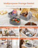 KALLAX Small Woven Basket, 13.5 x 9.5 x 5 Inches, Storage Basket for Organizing, Cute Small Rope Shelf Closet Cube Storage Bins Baskets for Shelves, Dog Toy Gift Baskets Empty, 3 Packs, Mixed Grey by TinyTreasures Baby Boutique