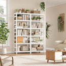 FOTOSOK 6-Tier Bamboo Shelf, Bamboo Bookcase with Adjustable Shelves, Free Standing Storage Shelf Unit, Plant Flower Stand for Bathroom, Kitchen, Home Office, White by CozyNest Decor