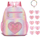 I IHAYNER Kids Glitter Lightweight Backpack for School Travel & Daycare, Toddler Backpack for Girls 3+ Preschool Kindergarten Elementary Kids Backpack-Rainbow Pink M by TinyTreasures Baby Boutique