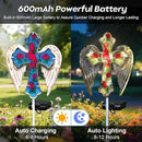 Solar Cross Garden Lights, Solar Cardinal Stake Lights Cemetery Decorations for Grave, Jesus Cross Sympathy Memorial Gifts for Mother Grandma, Glass Garden Art for Yard Lawn Patio Decor by GreenHaven Gardens