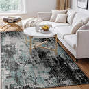 Washable Area Rugs 4'x6' Non-Slip Modern Abstract Soft for Living Room Entryway Bedroom Nursery, Print Pattern, Blue Black Teal by TinyTreasures Baby Boutique