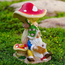 Upgraded Size Solar Garden Outdoor Statues Gnome Reading Under Mushroom with 5 LED Solar Figurine for Lawn,Patio,Balcony,Yard Decor Unique Housewarming Gift for Grandfather, Father,Grandma,Wen by GreenHaven Gardens