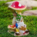Upgraded Size Solar Garden Outdoor Statues Gnome Reading Under Mushroom with 5 LED Solar Figurine for Lawn,Patio,Balcony,Yard Decor Unique Housewarming Gift for Grandfather, Father,Grandma,Wen by CozyNest Decor