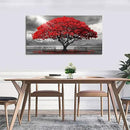 AJAZIKO Red Wall Art - Modern Framed Wall Art for Living Room - Red Tree Black and White Landscape Canvas Prints Posters & Prints for Home Office Bedroom Decorations - Large Wall Pictures 24×48IN by CozyNest Decor