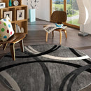 Rugshop Modern Wavy Circles Design Round Area Rug 8' Gray by TinyTreasures Baby Boutique