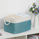 Bidtakay Basket Storage Bins with Handles Fabric Large Storage Baskets for Organizing Set of 3 Collapsible Rectangular Basket for Shelves Closet Organizer 15 X 11 X 9.5 Inches(White&Teal Blue) by TinyTreasures Baby Boutique