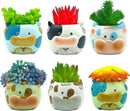 Cow Planter Pots for Small & Succulent Sized Plants, Decorative Indoor & Outdoor Garden Backyard Flower Ceramic Pot Planter Holder, Set of 6, 2.7 in by GreenHaven Gardens