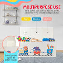 Extra Large Collapsible Sturdy Toy Storage Organizer with Lids, Animal Train Toy Box for Boys Girls, 40"x16"x16", Modern, Beige by TinyTreasures Baby Boutique