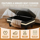 Ottoman Rectangular Storage Ottoman Bench, Faux Leather Footrest, Coffee Table, Stool Footstool with Hinged Lid for Living Room, Bedroom, Entryway, Black with White Strip, 35"x23.5"x17.5" by CozyNest Decor