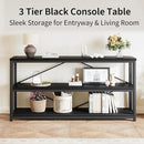 LVB Black Entryway Table, Modern Narrow Console for Hallway, Industrial Farmhouse Foyer Table with Storage Shelves, 63 Inch by CozyNest Decor