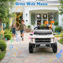 24V Ride on Car Licensed Ford F-150 Raptor, Kids Electric Car with Remote Control, LED Light/Music/MP3, Truck Bed Storage, 3-Point Seat Belt (24V, White) by TinyTreasures Baby Boutique