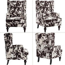 Mid-Century Accent Chair, Upholstered Arm Chair Linen Fabric Side Chair with High Back Solid Wooden Legs, Comfy Reading Chair for Living Room Bedroom, Milk Cow by CozyNest Decor