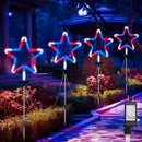 4th of July Decorations Outdoor Red White and Blue Lights, 4 Big Neon Star Pathway Lights Plug in for Independence Day Memorial Day Patriotic Decor Outside Garden Yard Lawn by GreenHaven Gardens