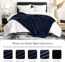 Amélie Home Faux Fur Throw Blanket for Couch, Cozy Fuzzy Fluffy Fur Luxurious Soft Striped Plush Gift Blankets for Family Sofa Chair Bed Living Room Bedroom, 55"x70", Navy Blue by CozyNest Decor