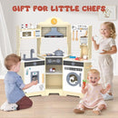 ANPABO Play Kitchen for Kids, Wooden Kitchen Playset w/Real Lights & Sounds, Coffee & Ice Maker, Microwave, Stove, 30Pcs Accessories Include Play Food, Pretend Play Set for Boys & Girls, Yellow by TinyTreasures Baby Boutique