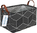 LANGYASHAN Rectangular Storage Bin Collapse Canvas Fabric Cartoon Storage Basket with Handles for Organizing Home Kitchen Boys and Girls Toys Office Closet Shelf Baskets (Black Diamond) by TinyTreasures Baby Boutique