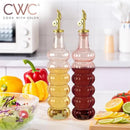 COOK WITH COLOR Glass Olive Oil Bottle Dispenser - 2 Pack- 17oz Oil and Vinegar Cruet - Olive Oil Carafe Decanter for Kitchen by CozyNest Decor
