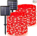 JMEXSUSS 66ft 200 LED Red Solar Halloween Lights, 2 Pack Solar Fairy Lights Outdoor Waterproof, 8 Modes Solar String Lights for Outside Garden Christmas Tree Party Halloween Decorations by GreenHaven Gardens