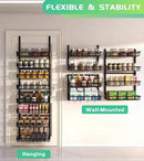 Over The Door Pantry Organizer, Wall Mount Spice Rack, Pantry Hanging Storage and Organization, 8 Adjustable Baskets Heavy-Duty Metal for Home & Kitchen, Back of Door Seasoning Rack - Black by CozyNest Decor
