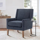 COLAMY Modern Wingback Living Room Chair, Upholstered Fabric Accent Armchair, Single Sofa Chair with Lounge Seat and Wood Legs for Bedroom/Office/Reading Spaces, Blue by CozyNest Decor