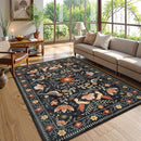 Moynesa Machine Washable 6x9 Area Rugs, Boho Bird Ultra Thin Living Room Rug Non Slip, Soft, Stain Resistant, Indoor Black Large Throw Carpet for Bedroom Office Dining Room Under Table by TinyTreasures Baby Boutique