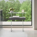 ivinta Narrow Glass Console Table with Storage, 31.5'' Modern Entryway Table with Storage Shelves for Living Room, Hallway, Foyer, Bedroom 5103 (Gray) by CozyNest Decor