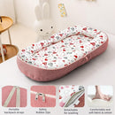 Baby Lounger, Foldable Infant Nest Pillow with Soft Memory Foam Mat, Cover with Adorable Pattern, Converts to Backpack for Easy Travel, 0-12 Months, Pink by TinyTreasures Baby Boutique