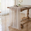 3Pcs Beige Gauze Rustic Cheesecloth Table Runner 120 Inch 10 FT for Wedding Baby Shower Bridal Shower Birthday Engagement Garden Outdoor Party Long Sheer Boho Decorations by CozyNest Decor