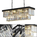 Crystal Chandeliers for Dining Room 11-Light Black Modern Chandelier Rectangle Contemporary Pendant Light Fixture for Kitchen Island Bar L33.5 Inch by CozyNest Decor
