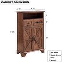 Farmhouse Bathroom Storage Cabinet, 24" Wide Floor Cabinet w/Barn Doors, Adjustable Shelf & Drawer, Cabinets for Bathroom, Kitchen, or Living Room, Brown